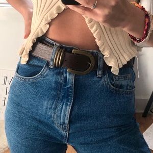 VINTAGE brown and gold belt